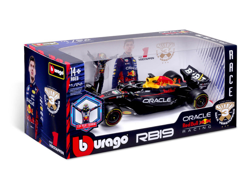 Red Bull Racing modelové auto, bburago, Max Verstappen, #1, 1:24, RB19, s pilotem