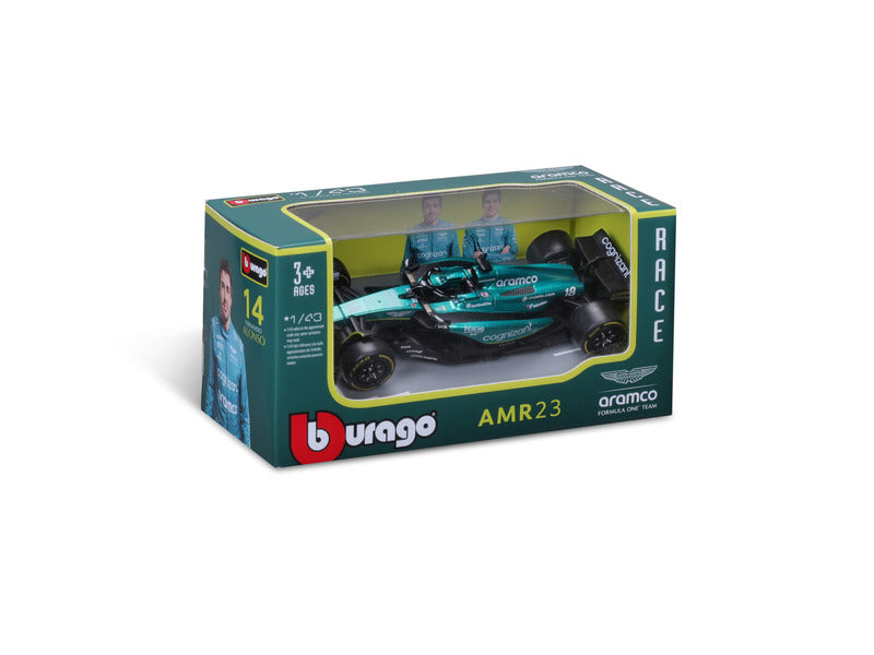 Modelové auto Aston Martin, AMR23, bburago, 1:43, Fernando Alonso č. 14, 2023