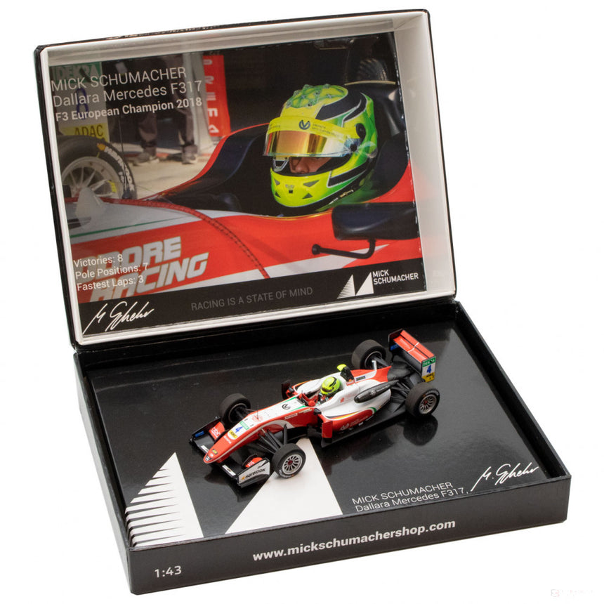 Mick Schumacher Model Car, Dallara Mercedes F317 F3 mistr Evropy 2018, měřítko 1:43, bílá, 2018 - FansBRANDS®