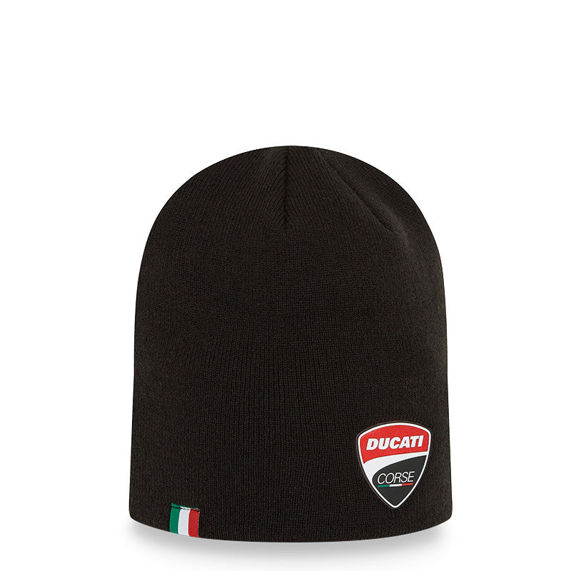 Ducati Čepice beanie, gumové logo, New Era, Černá