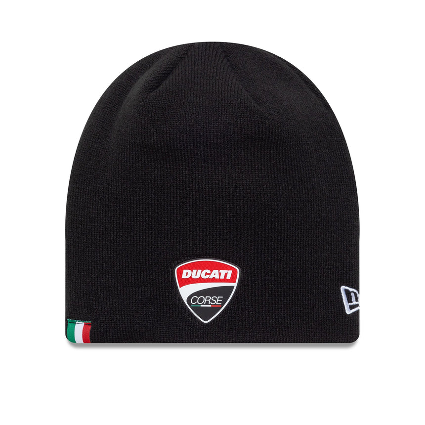 Ducati Čepice beanie, gumové logo, New Era, Černá