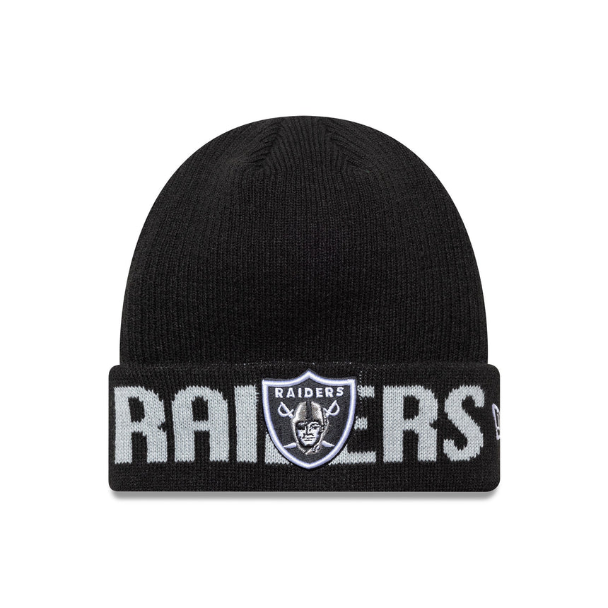 Las Vegas Raiders pletená čepice, wordmark, New Era, černá