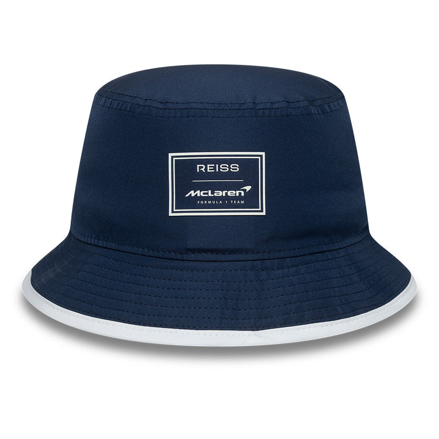 McLaren x Reiss bucket hat, sezónní, taperovaný střih, New Era, 9FORTY, modrá