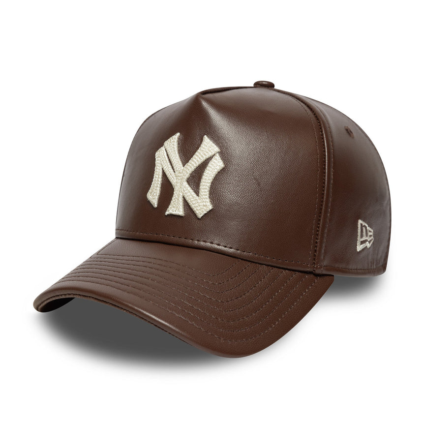 Čepice New York Yankees, kožená, New Era, A-frame, hnědá
