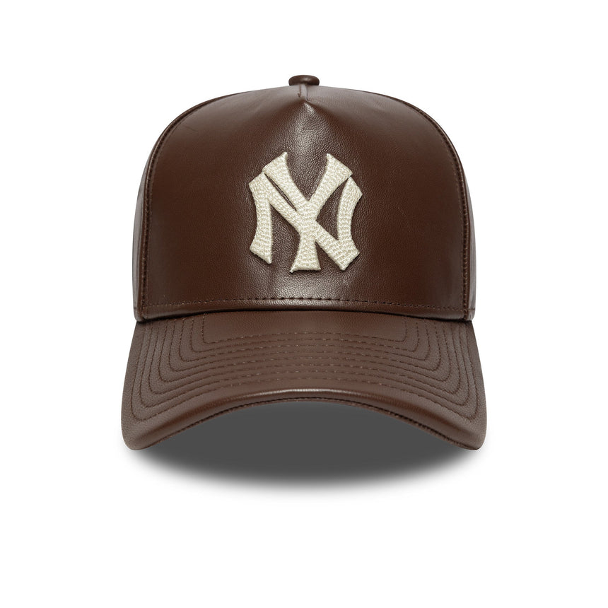 Čepice New York Yankees, kožená, New Era, A-frame, hnědá
