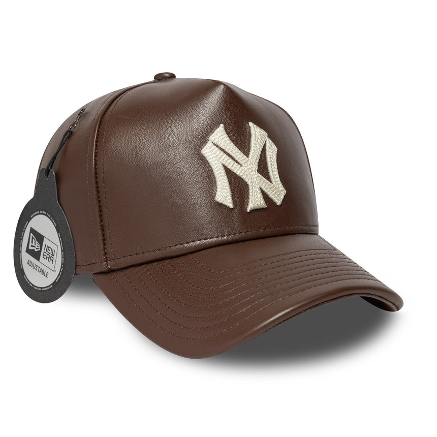 Čepice New York Yankees, kožená, New Era, A-frame, hnědá