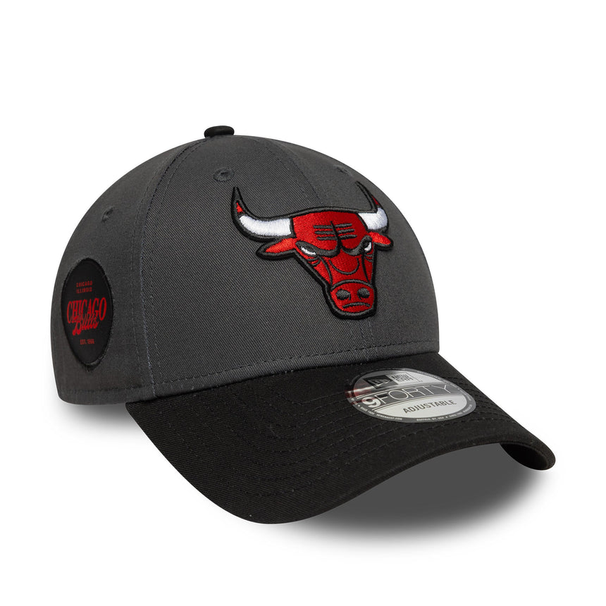 Čepice Chicago Bulls, boční nášivka, New Era, 9FORTY, šedá, šedá