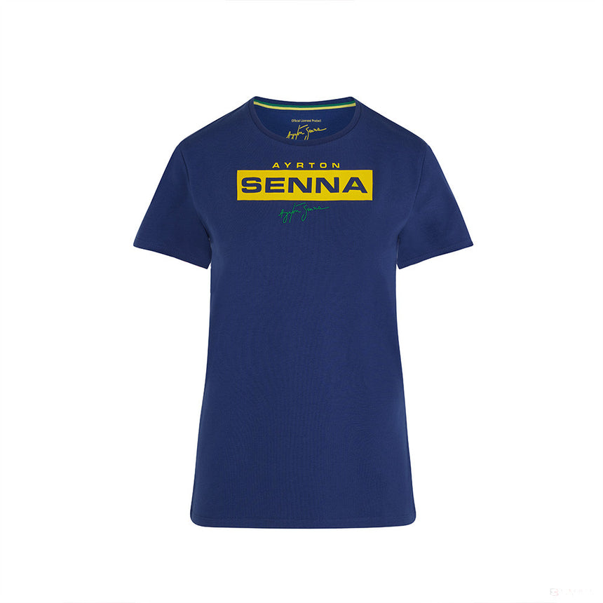 Dámské tričko Ayrton Senna, logo, modré, 2021 - FansBRANDS®