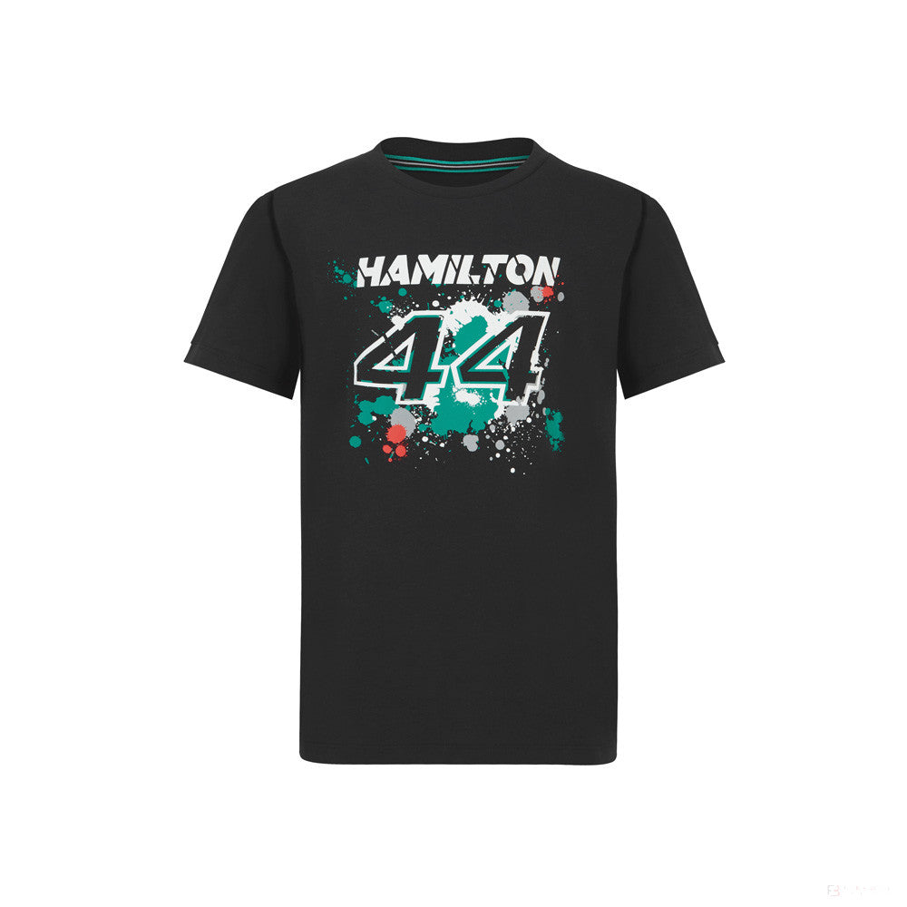 Dětské tričko Mercedes Lewis Hamilton, LEWIS #44, černé, 2022 - FansBRANDS®