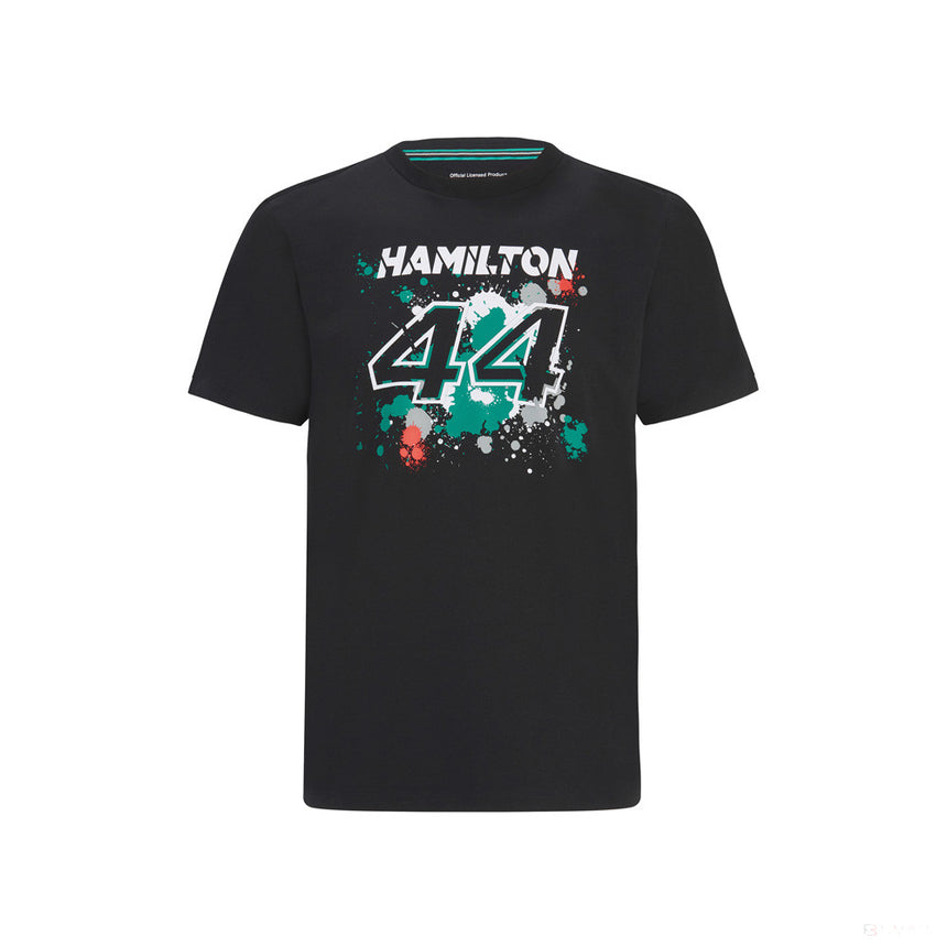 Tričko Mercedes Lewis Hamilton, LEWIS #44, černé, 2022 - FansBRANDS®