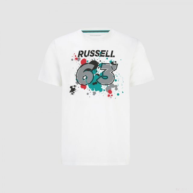 Tričko Mercedes George Russell, GEORGE #63, bílé, 2022 - FansBRANDS®