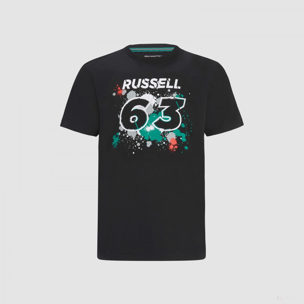 Tričko Mercedes George Russell, GEORGE #63, černé, 2022 - FansBRANDS®