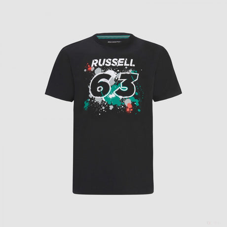 Tričko Mercedes George Russell, GEORGE #63, černé, 2022 - FansBRANDS®