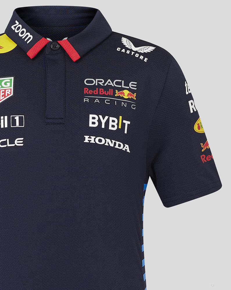 Red Bull tričko s límečkem, Castore, týmové, dětské, modrá, 2024 - FansBRANDS®