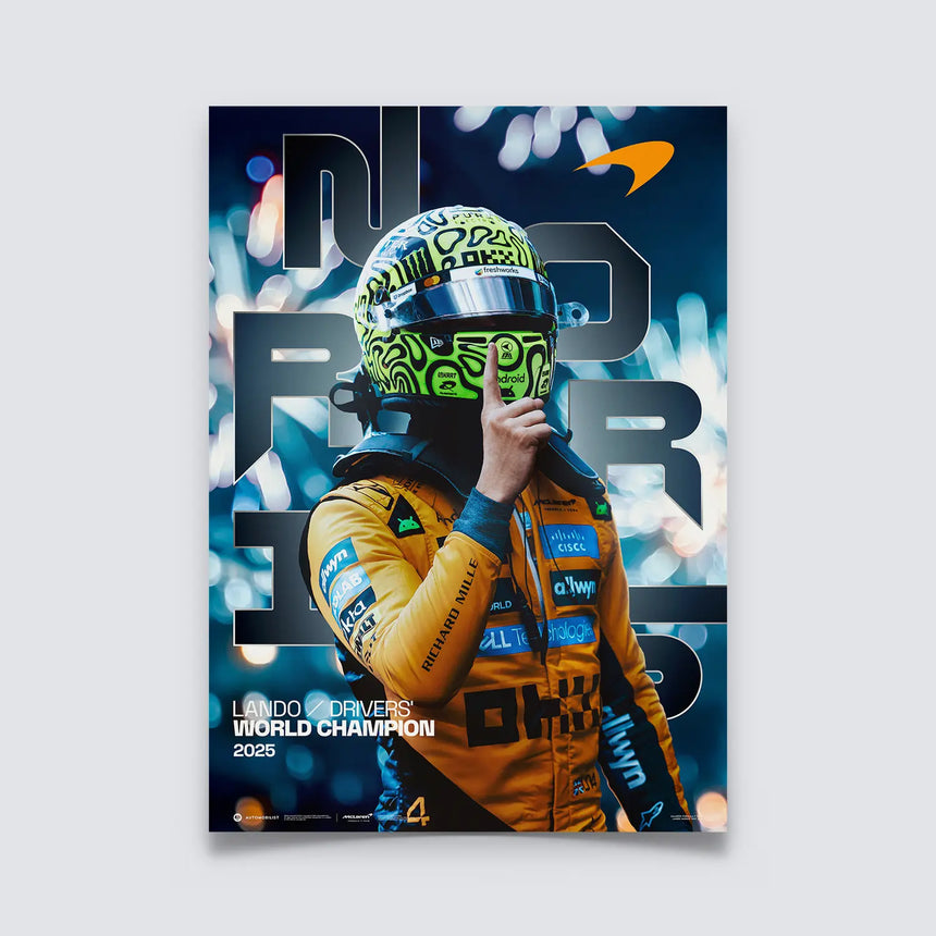Plakát McLaren WDC šampiona, Lando Norris, 2025