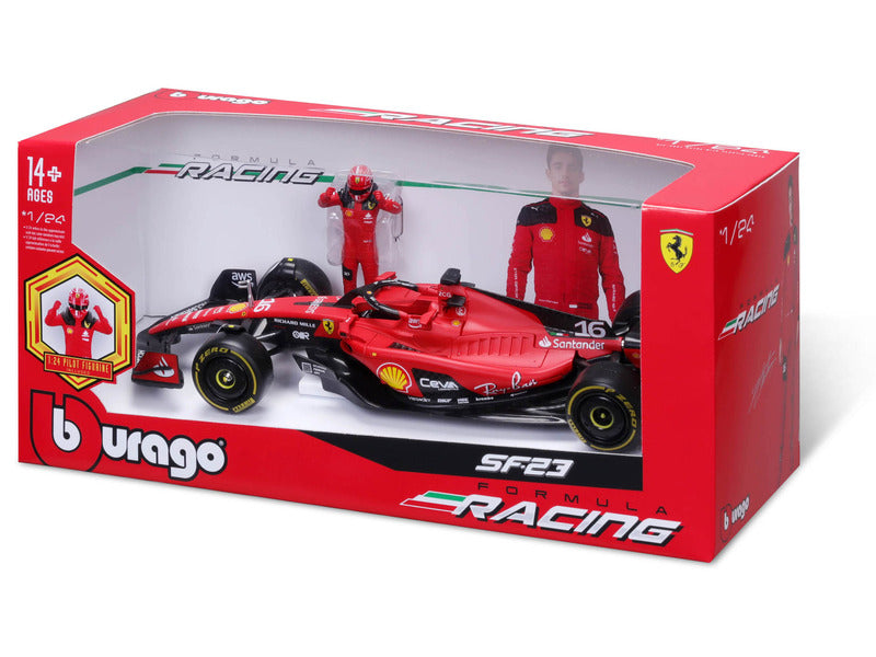 Ferrari modelové auto, SF-23, Charles Leclerc, 1:24, bburago, s pilotem