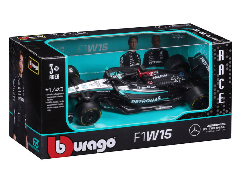 Mercedes modelové auto, bburago, George Russell, #63, 1:43, F1W15