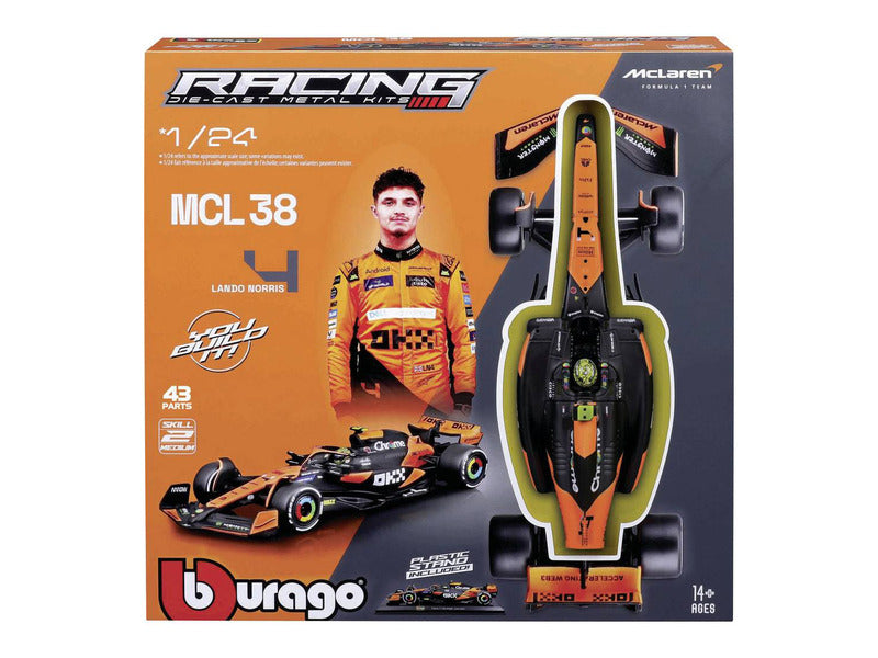 McLaren modelová stavebnice, bburago, Lando Norris, 1:24, #4, MCL38