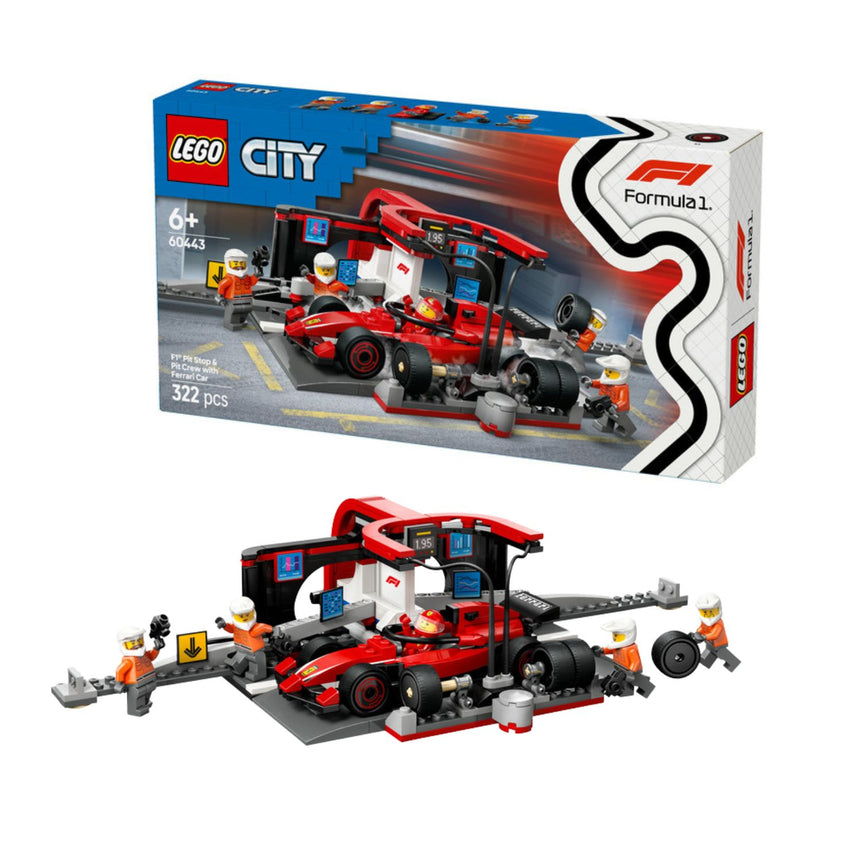 Ferrari, F1 LEGO® City 60443, box s závodním autem a posádkou 🔥