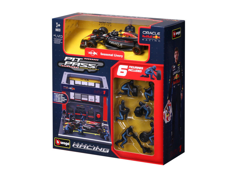 Red Bull Racing model auto, přístup do boxů, bburago, 1:43, Max Verstappen, #1, RB19
