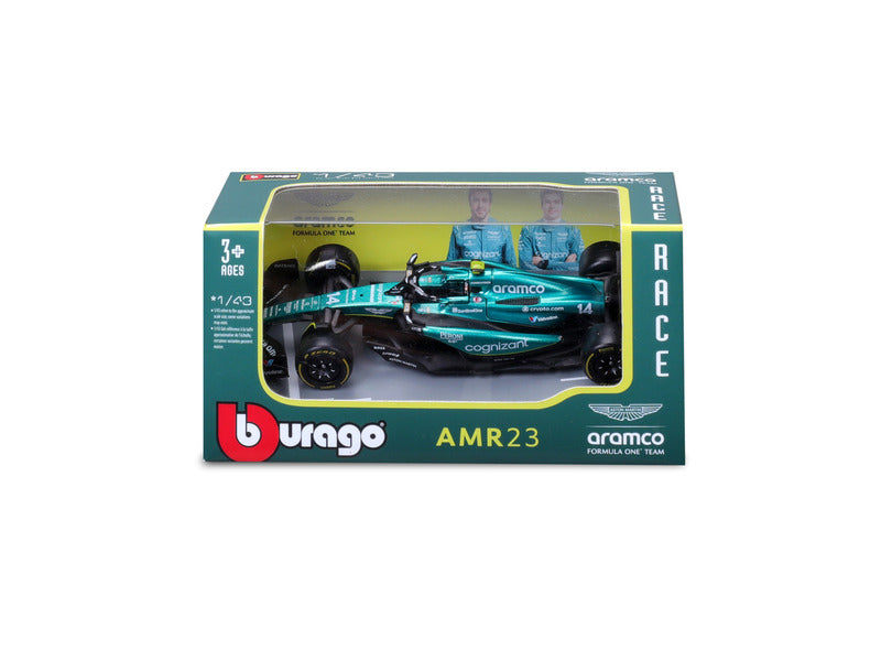 Modelové auto Aston Martin, AMR23, bburago, 1:43, Fernando Alonso č. 14, 2023
