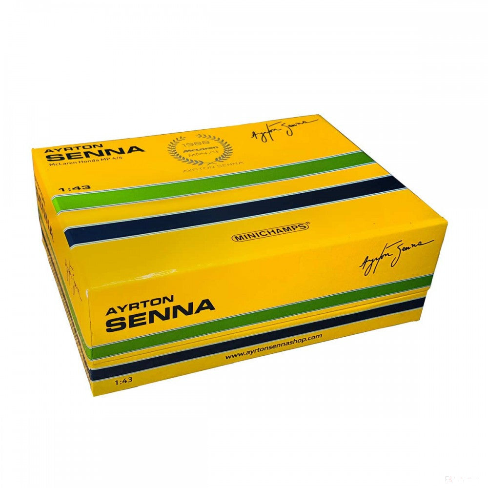Ayrton Senna Model auta, McLaren Honda MP4/4 1988 Model Car, měřítko 1:43, bílá, 2020 - FansBRANDS®