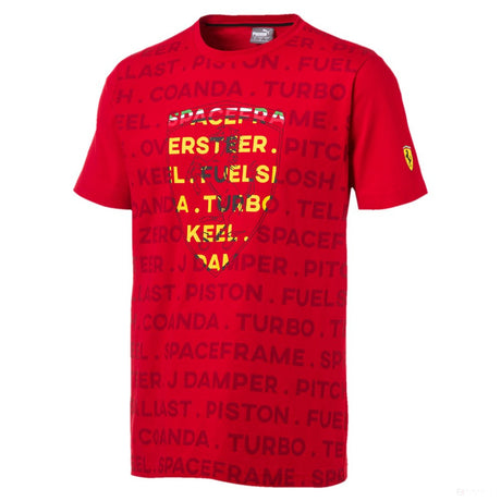 Ferrari tričko, Puma Big Shield s kulatým výstřihem, červené, 2019 - FansBRANDS®