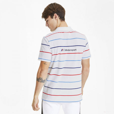 BMW tričko, Puma BMW MMS s pruhovaným kulatým výstřihem, bílé, 2020 - FansBRANDS®