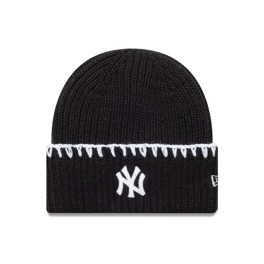 Pletená čepice New York Yankees, výrazné prošívání, New Era, černá