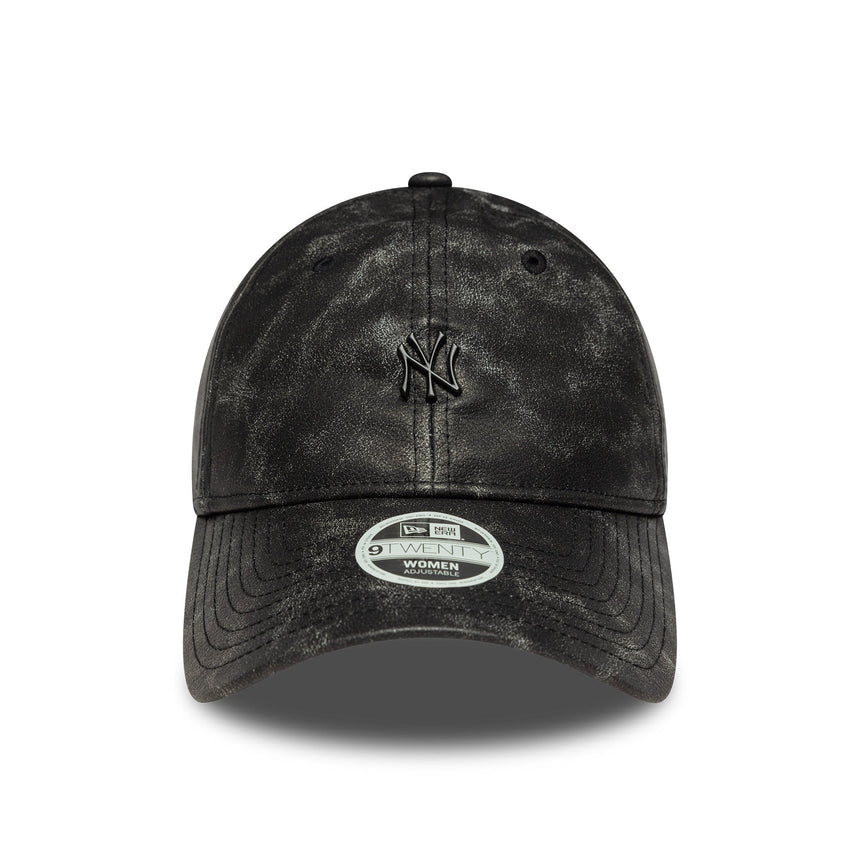 Čepice New York Yankees, PU kůže, New York Yankees, 9TWENTY, jednobarevná, černá