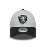 Las Vegas Raiders, dvoutónový pin, New Era, 9FORTY, boční nášivka, černo-bílá