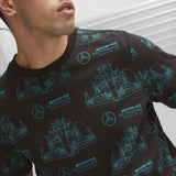 Mercedes t-shirt, AOP logo, black - FansBRANDS®