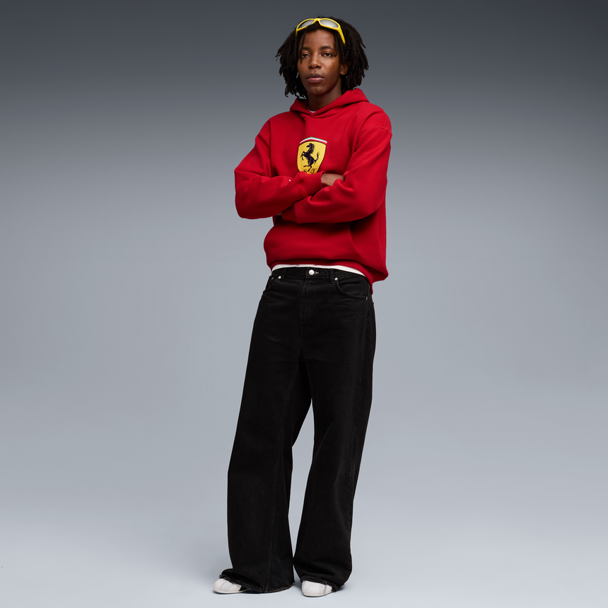 Ferrari mikina s kapucí, Puma, sportovní oblečení, s logem štítu, červená 🔥