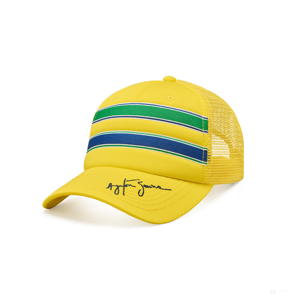 Baseballová čepice Ayrton Senna, Trucker, žlutá, 2021