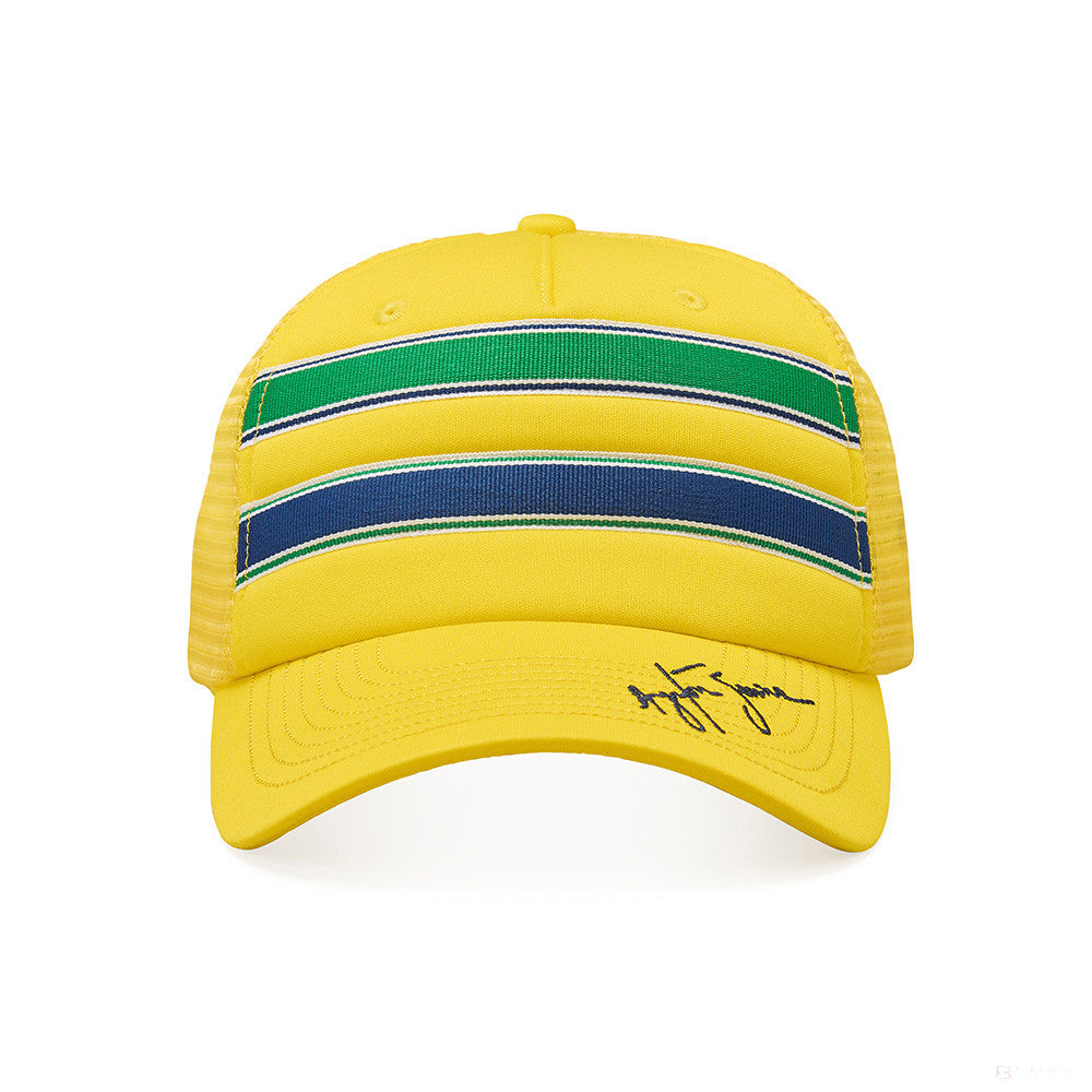 Baseballová čepice Ayrton Senna, Trucker, žlutá, 2021
