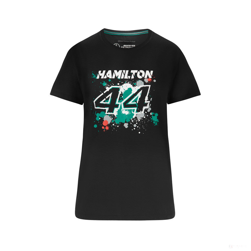 Dámské tričko Mercedes Lewis Hamilton, LEWIS #44, černé, 2022