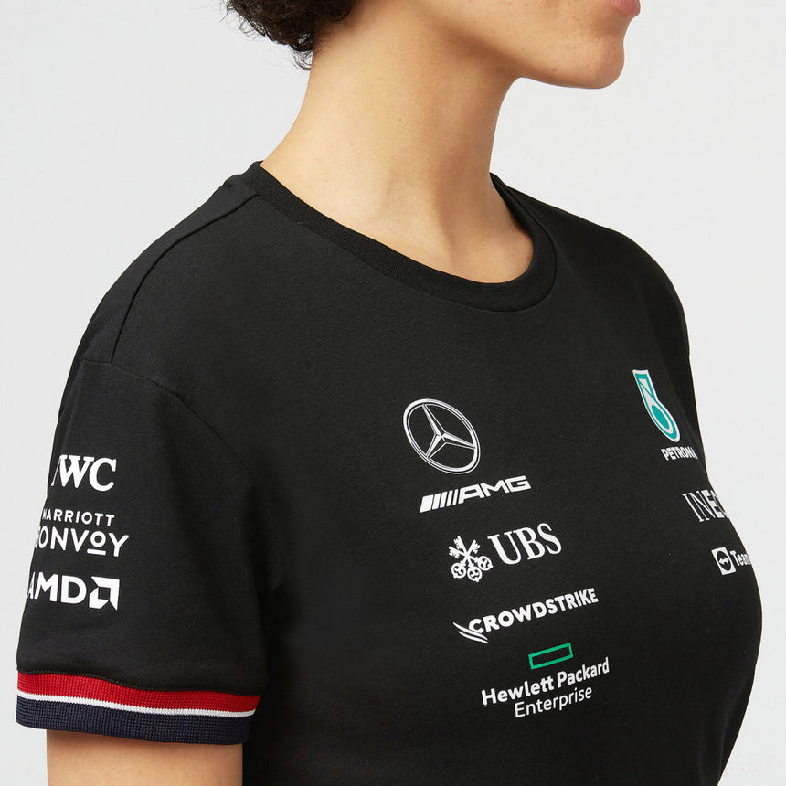 Dámské tričko Mercedes, týmové, černé, 2022 - FansBRANDS®