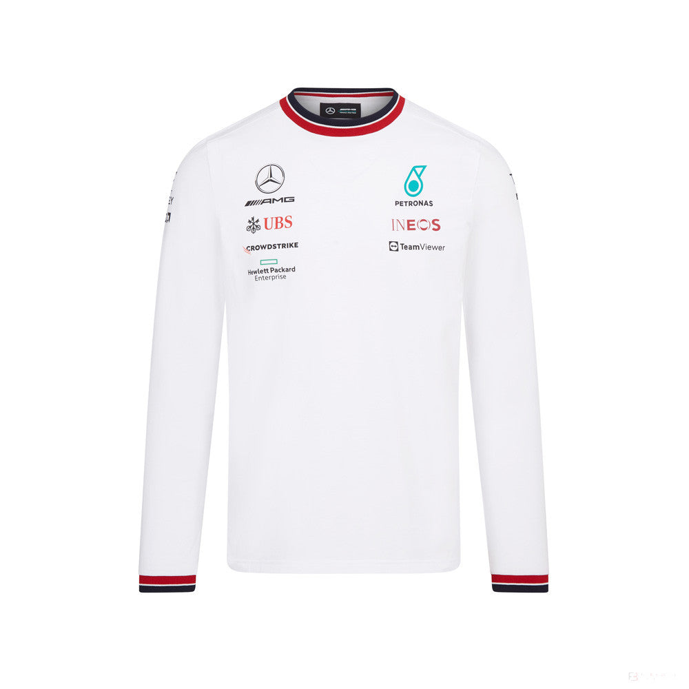 Mercedes tričko s dlouhým rukávem, tým, bílé, 2022 - FansBRANDS®