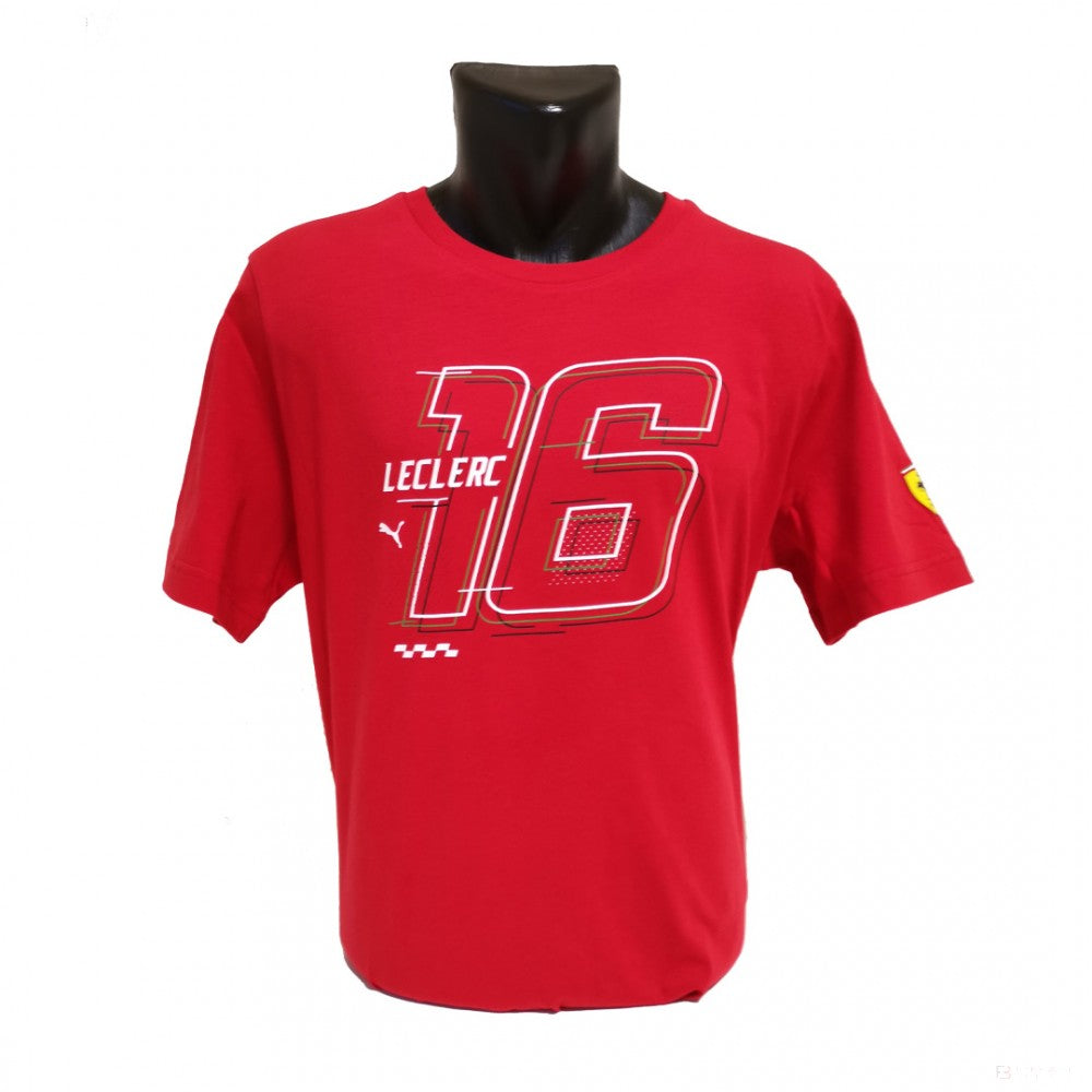 Tričko Ferrari, jezdec Charles Leclerc, červené, 2022