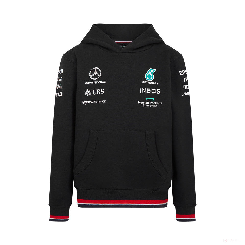 Mercedes dětský svetr s kapucí, tým, černý, 2022 - FansBRANDS®