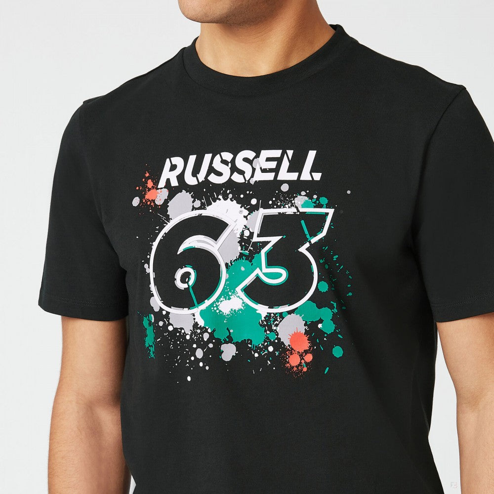 Tričko Mercedes George Russell, GEORGE #63, černé, 2022 - FansBRANDS®