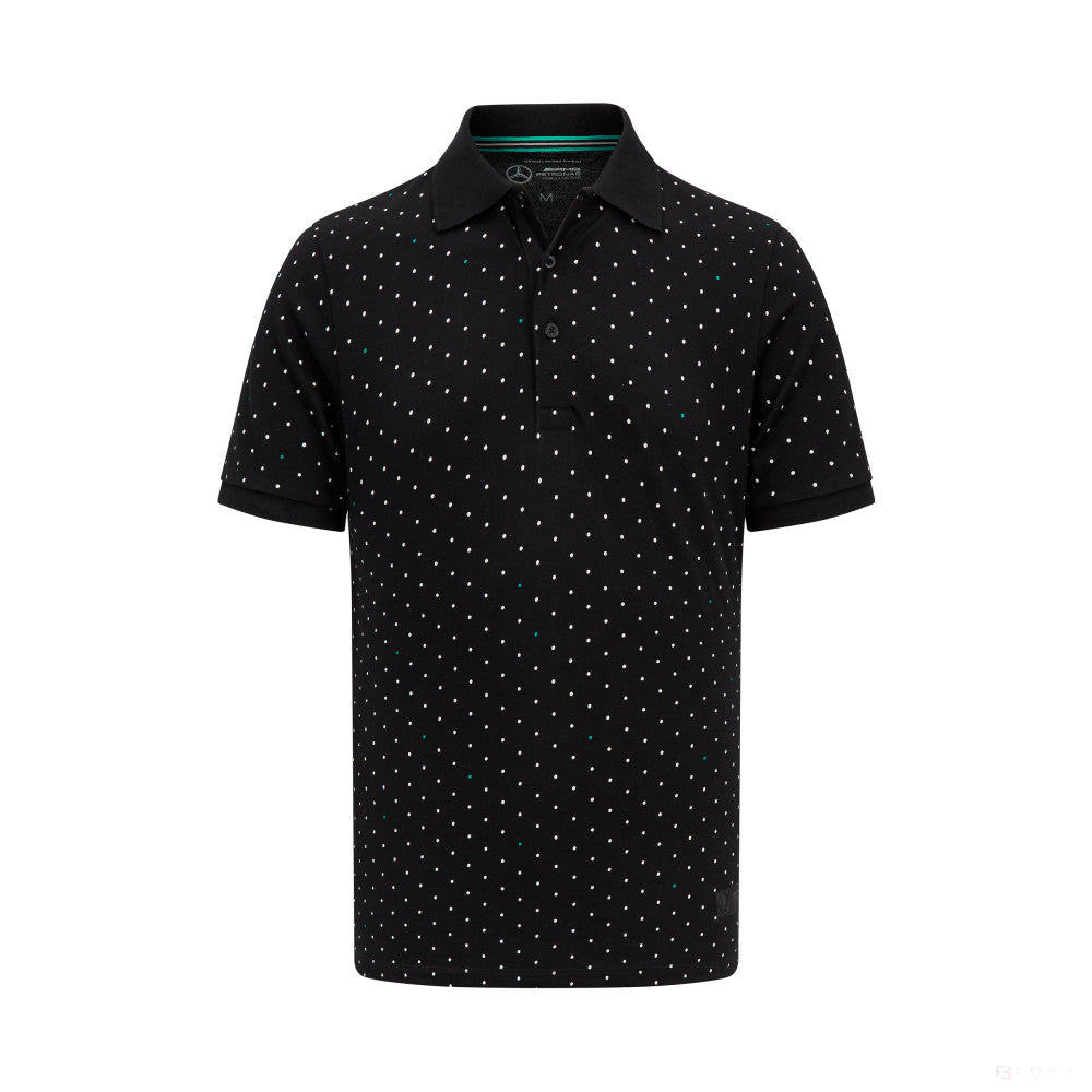 Mercedes, Pánské tričko s límečkem s puntíky, černé - FansBRANDS®