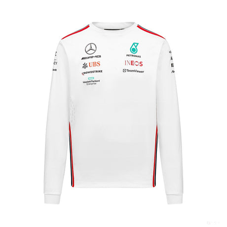 Mercedes Team, Pánské tričko s dlouhým rukávem Driver, bílé, 2023 - FansBRANDS®