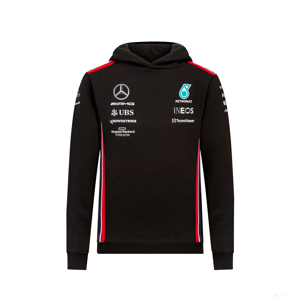 Dětská mikina s kapucí Mercedes Team, černá, 2023 - FansBRANDS®