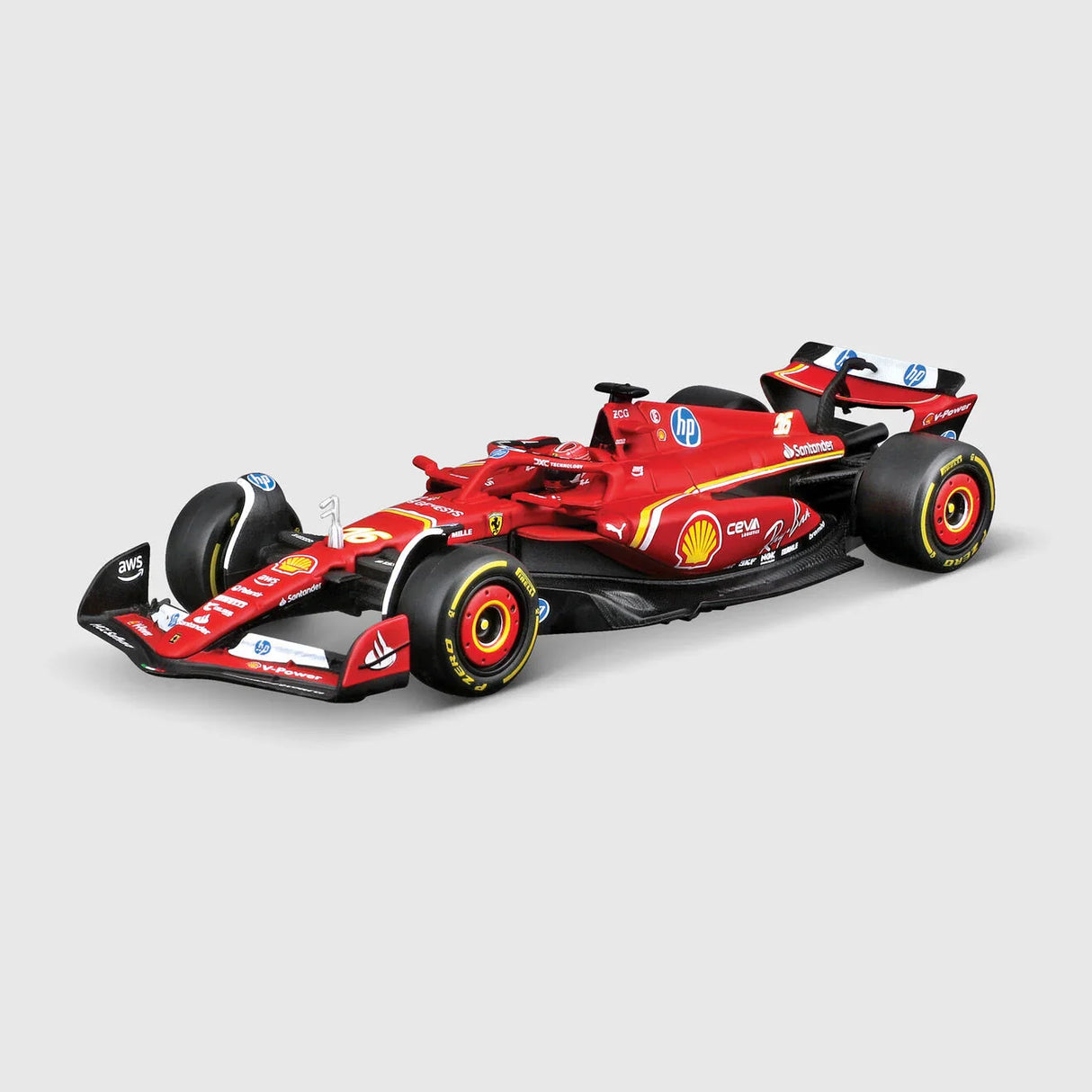 Ferrari SF-24 Akrylová Krabička - Model auta Charles Leclerc, Červená, Bburago