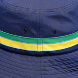Ayrton Senna pruhovaná bucket hat, modrá