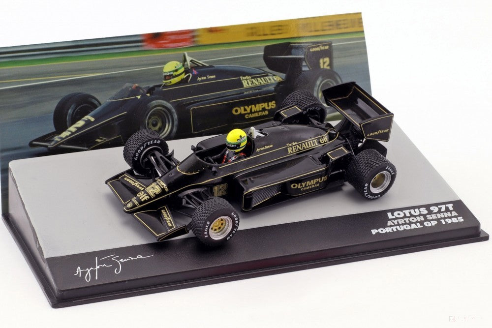 Ayrton Senna Model auta, Lotus 97T Portugal GP 1985, měřítko 1:43, černá, 2019