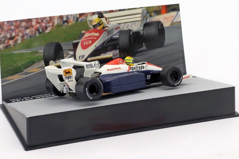 Ayrton Senna Model auta, Toleman TG184 British GP 1984, měřítko 1:43, bílá, 2019