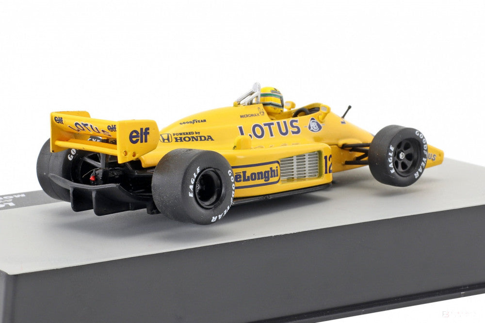Ayrton Senna Model Car, Lotus 99T vítěz číslo 12 Monaco GP 1987, měřítko 1:43, žlutá, 1987