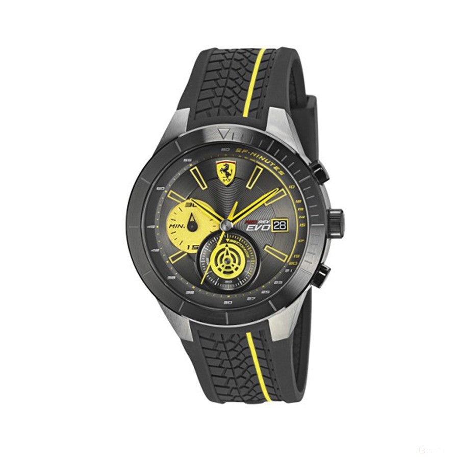 Ferrari Watch, Redrev EVO Quartz Mens, Black-Yellow, 2019